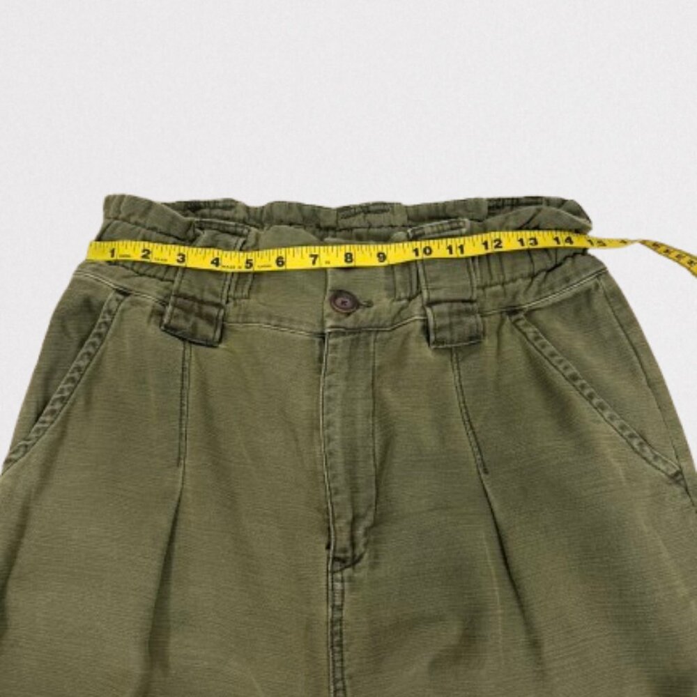 FREE PEOPLE One Way High Waist Wide Leg Crop Pants Size 12 Olive Green - Picture 8 of 11